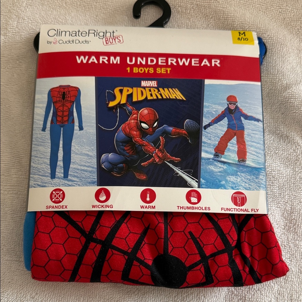 Marvel Spider-Man Boys Warm Underwear Set - Red and Blue